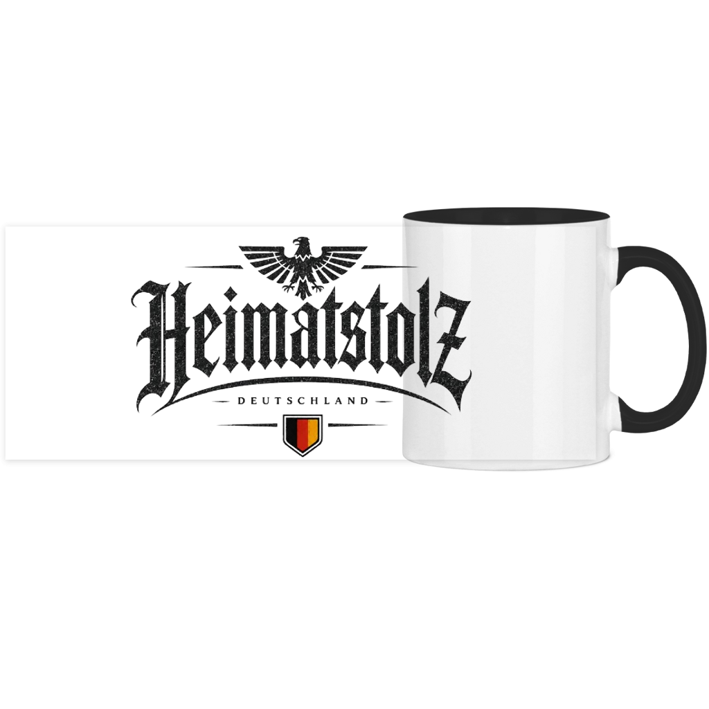 Panorama Tasse zweifarbig Heimatstolz Deutschland mit Wappen weiß