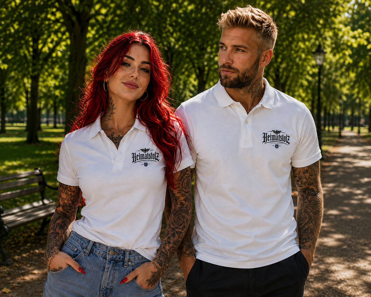 Unisex Poloshirt Heimatstolz Wappen Thüringen schwarz