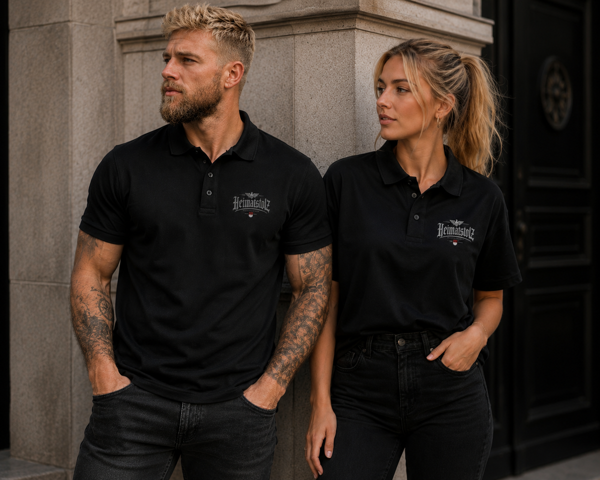 Unisex Poloshirt Heimatstolz Franken weiß