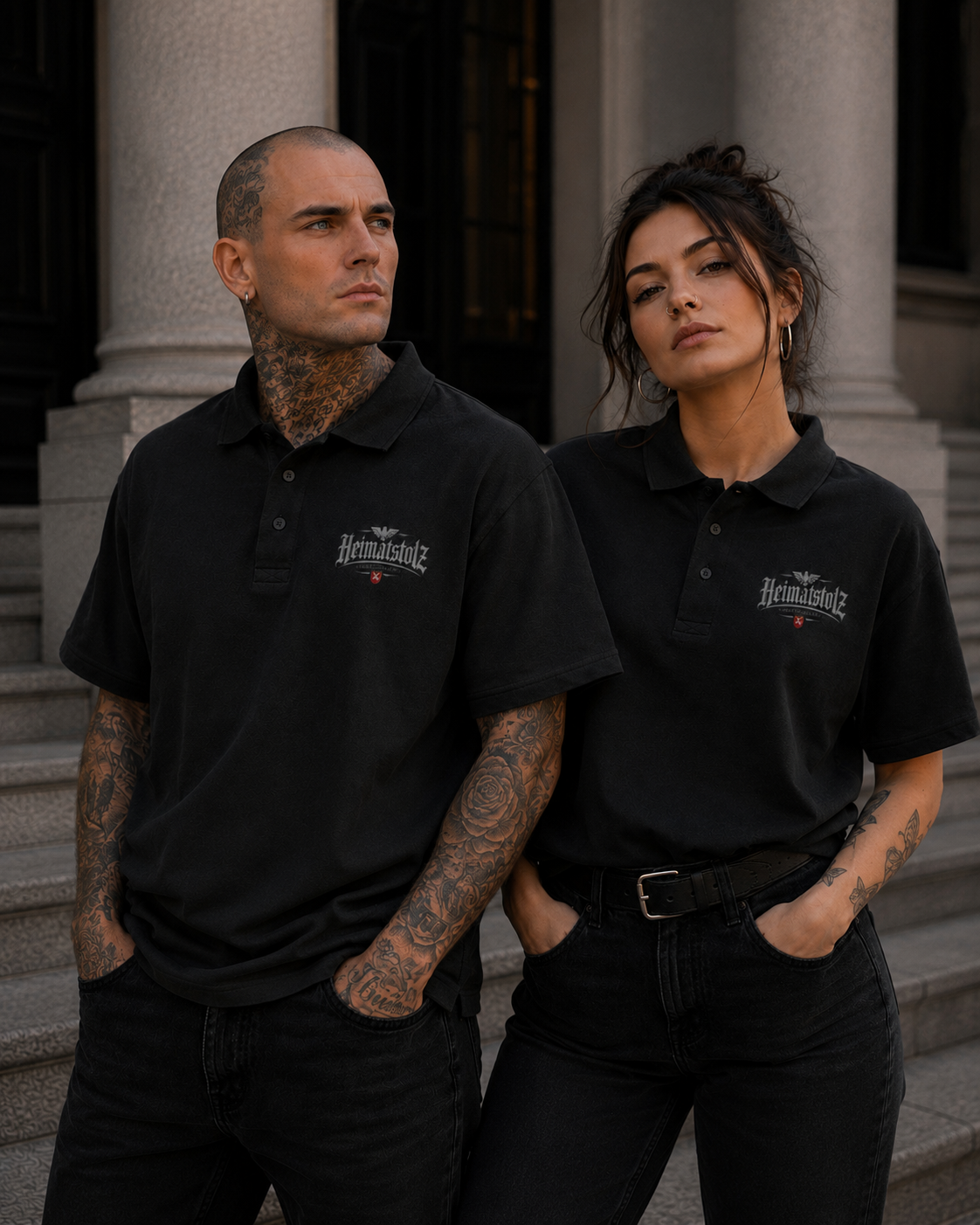 Unisex Poloshirt Heimatstolz Wappen Niedersachsen weiß