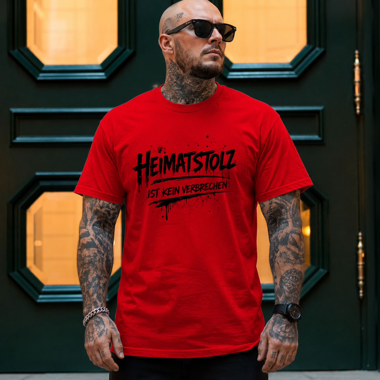 Herren T-Shirt Graffiti-Kunst Heimatstolz schwarz