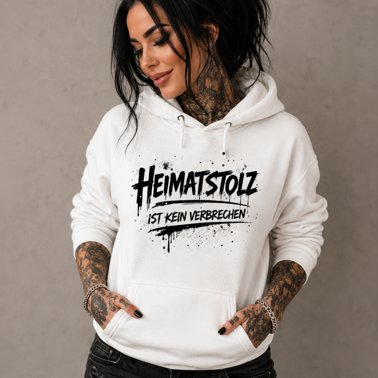 Damen Hoodie Graffiti-Kunst Heimatstolz schwarz