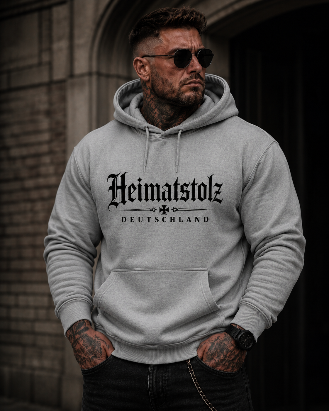 Herren Hoodie Heimatstolz mit deutscher Symbolik schwarz