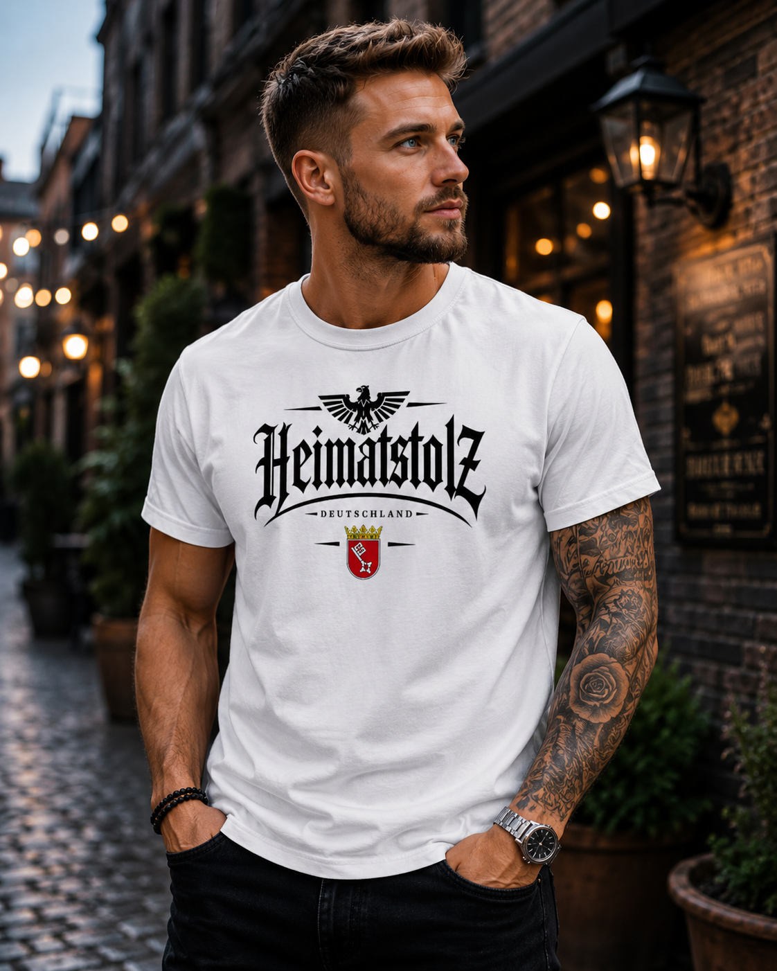 Herren T-Shirt Heimatstolz Wappen Bremen schwarz