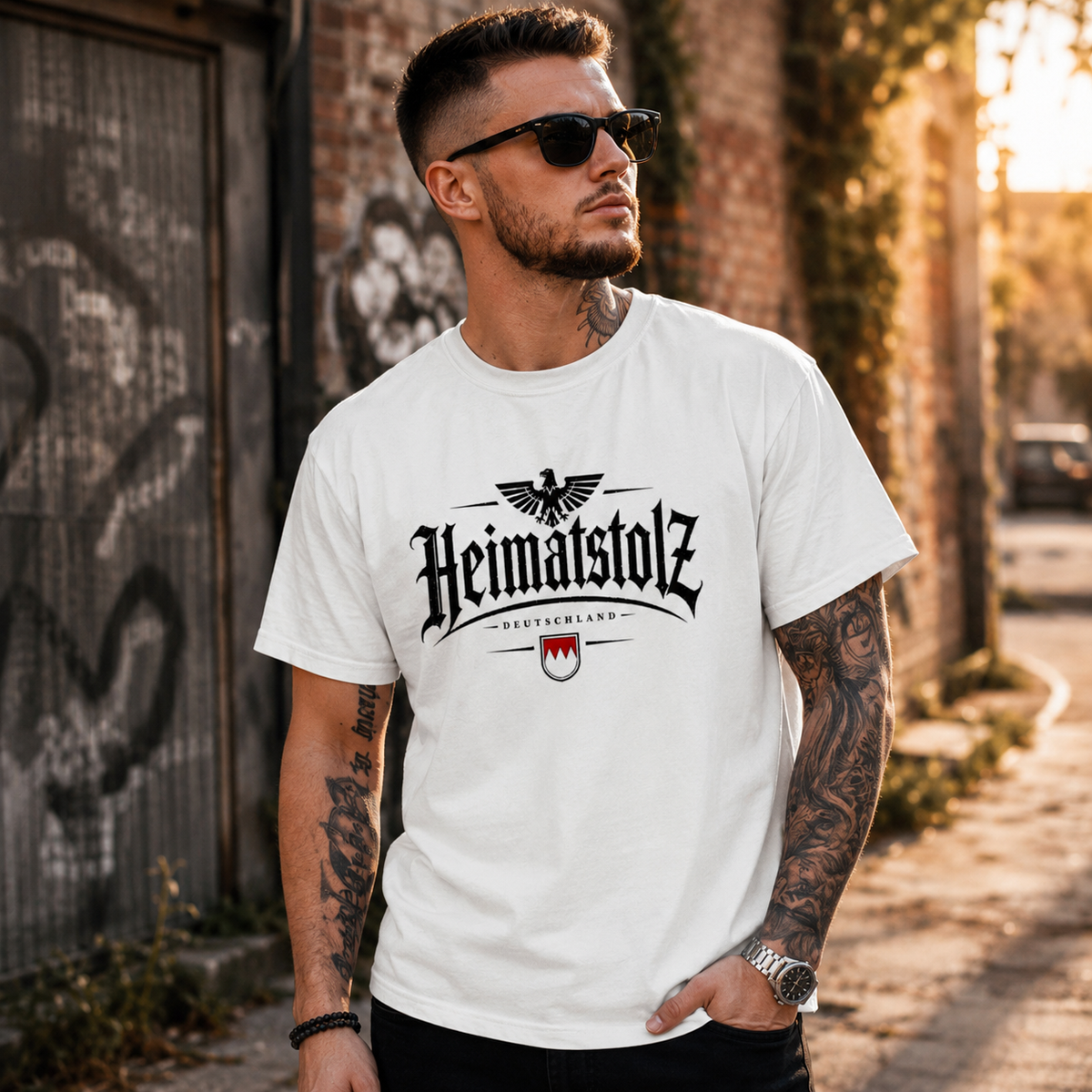 Herren T-Shirt Heimatstolz Franken schwarz