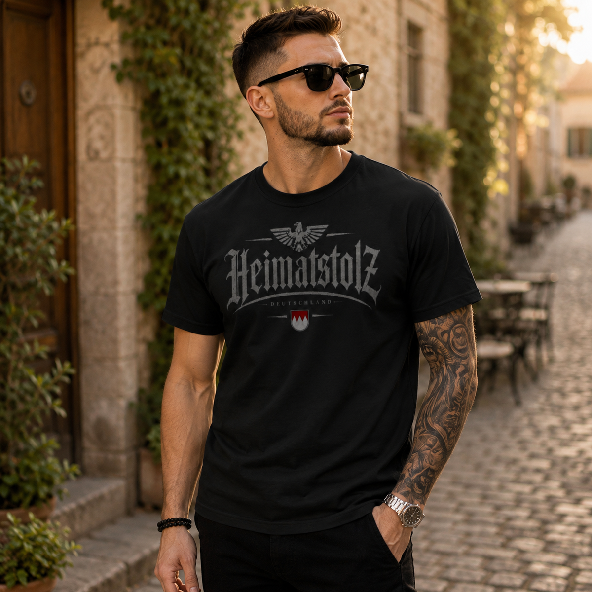 Herren T-Shirt Heimatstolz Franken weiß