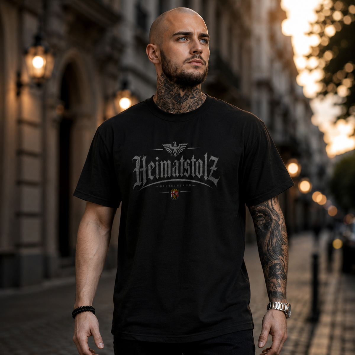 Herren T-Shirt Heimatstolz Wappen Rheinland Pfalz weiß