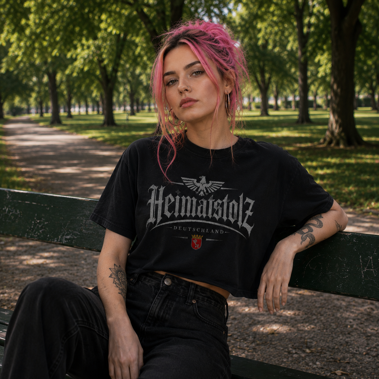 Damen Oversize Crop Top Heimatstolz Wappen Bremen weiß