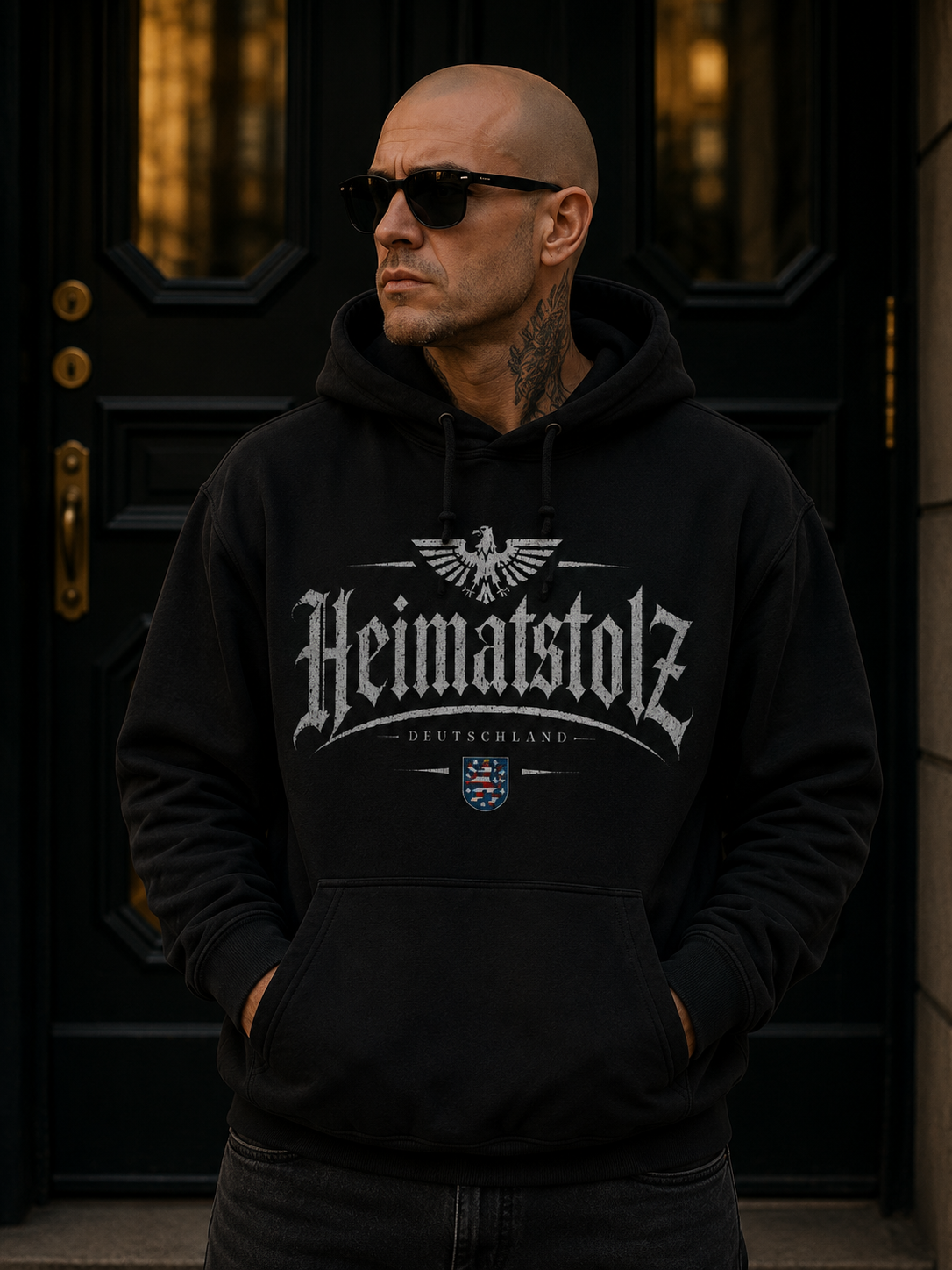Herren Hoodie Heimatstolz Wappen Thüringen weiß