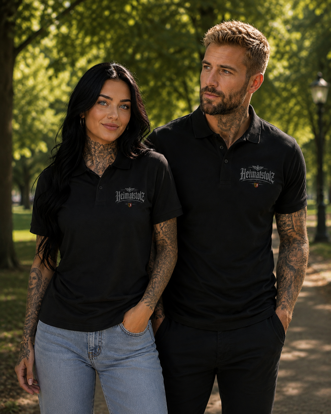 Unisex Poloshirt Heimatstolz Wappen Schleswig Holstein weiß