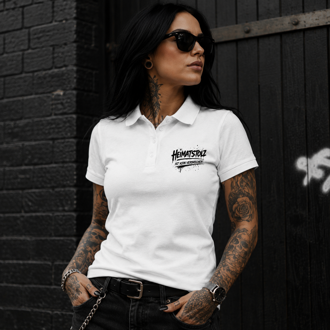 Unisex Poloshirt Graffiti-Kunst Heimatstolz schwarz