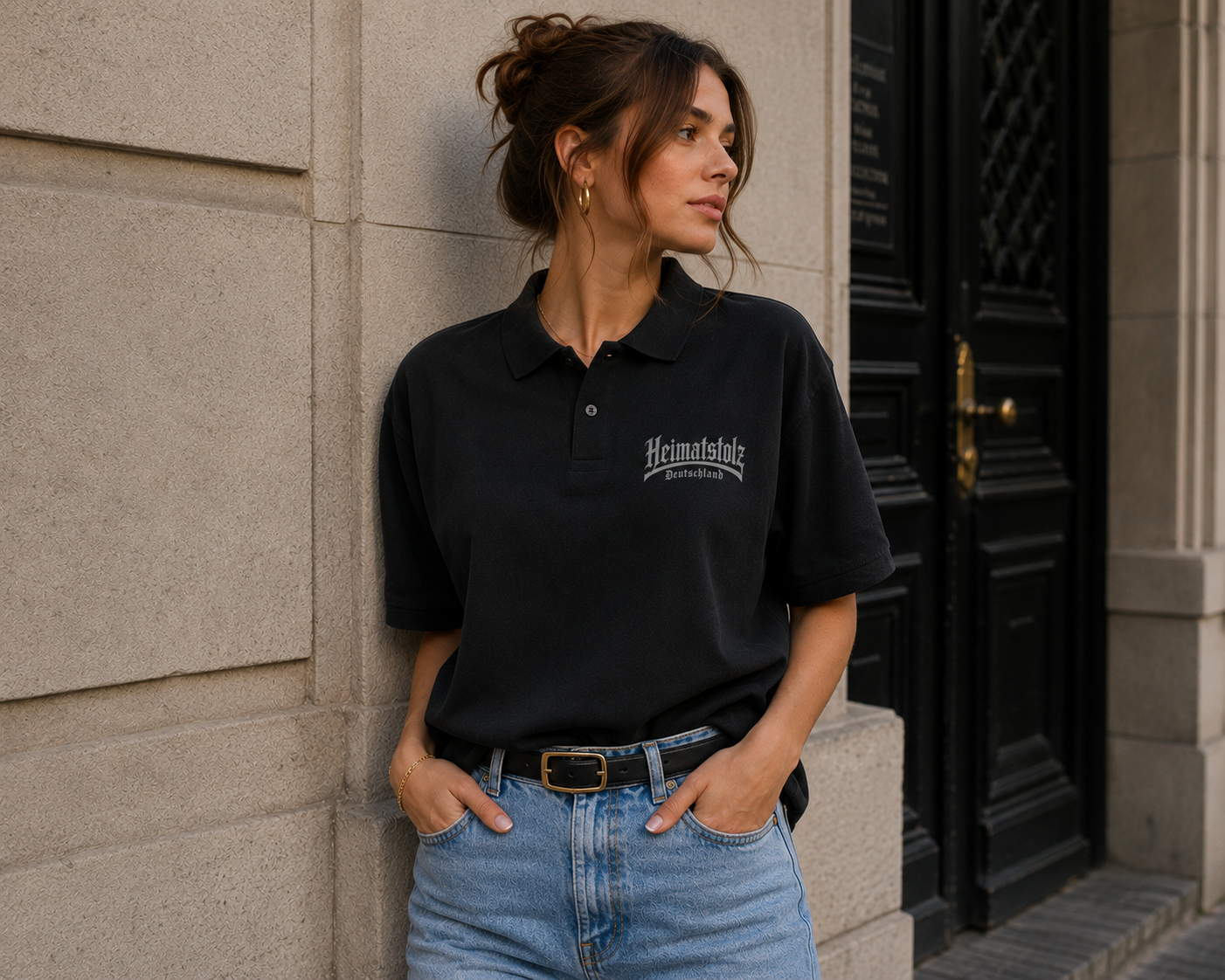 Unisex Poloshirt Heimatstolz Deutschland weiß