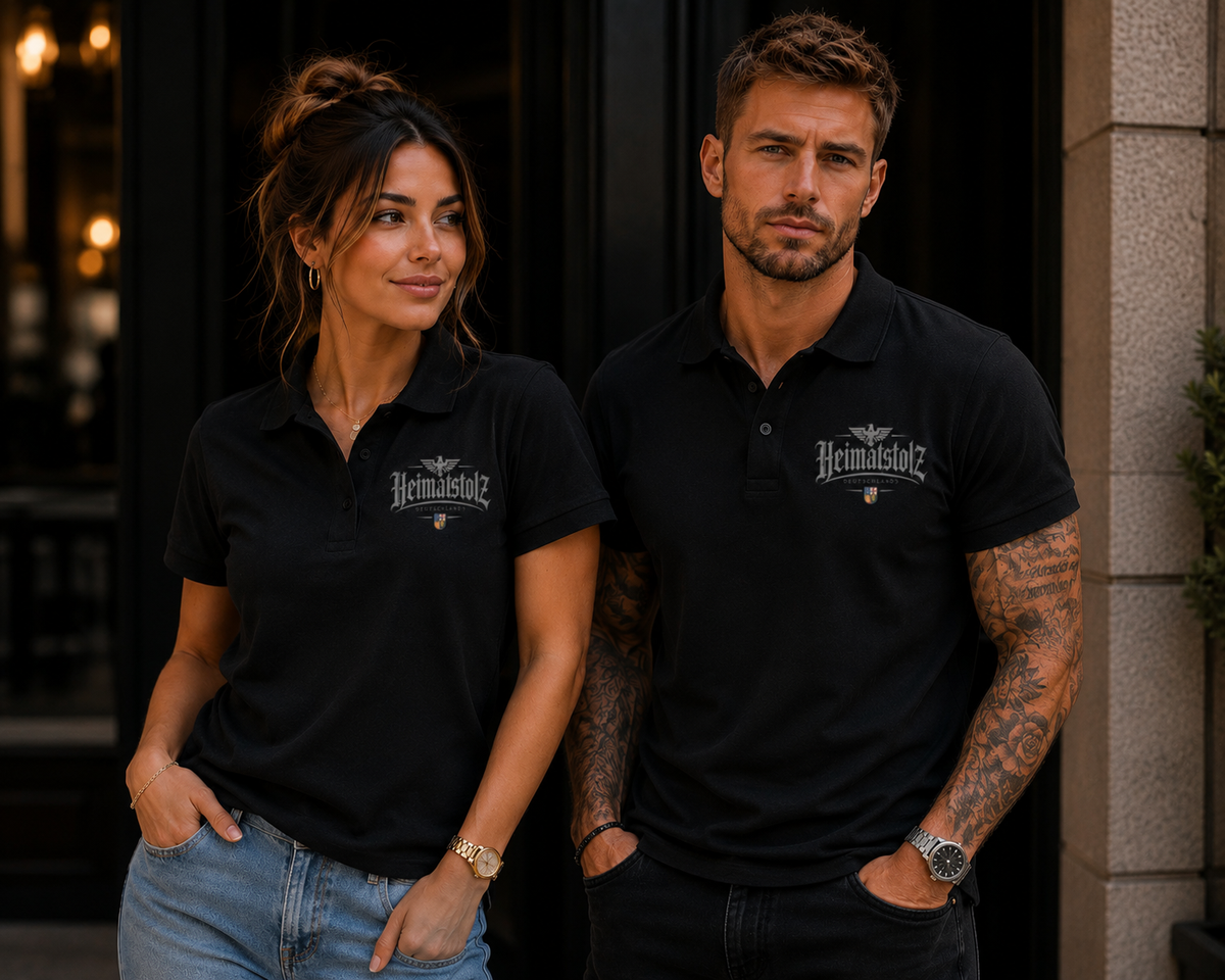 Unisex Poloshirt Heimatstolz Wappen Saarland weiß