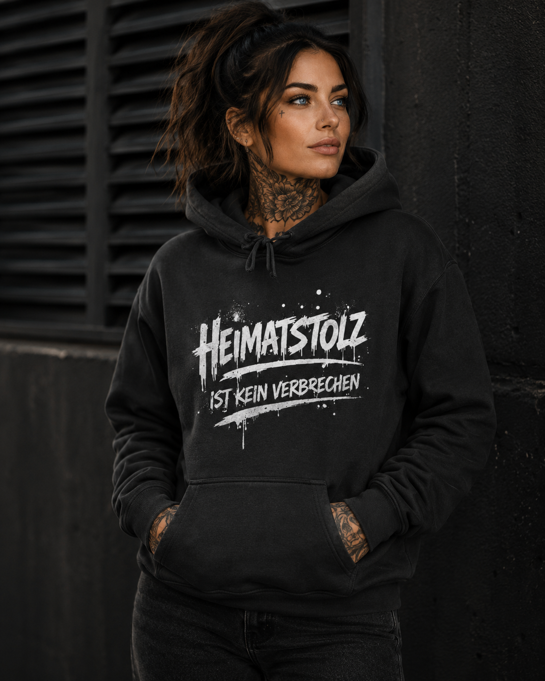 Damen Hoodie Graffiti-Kunst Heimatstolz weiß