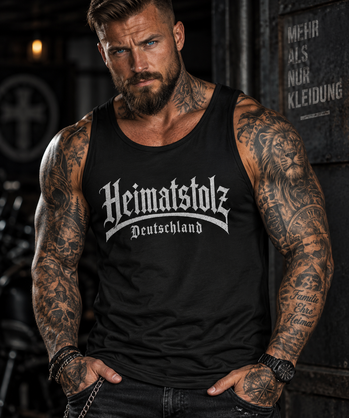 Heimatstolz Deutschland Herren Basic Tank Top/weißer Druck