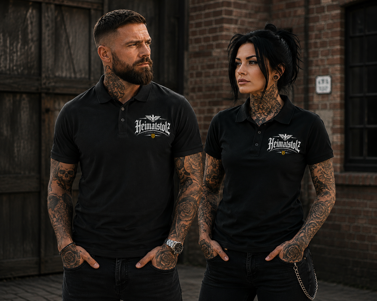 Unisex Poloshirt Heimatstolz Wappen Baden Württenberg weiß