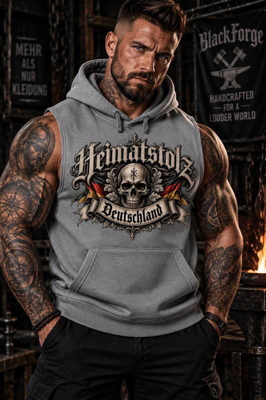 Heimatstolz Deutschland Schädel Hoodie ohne Ärmel