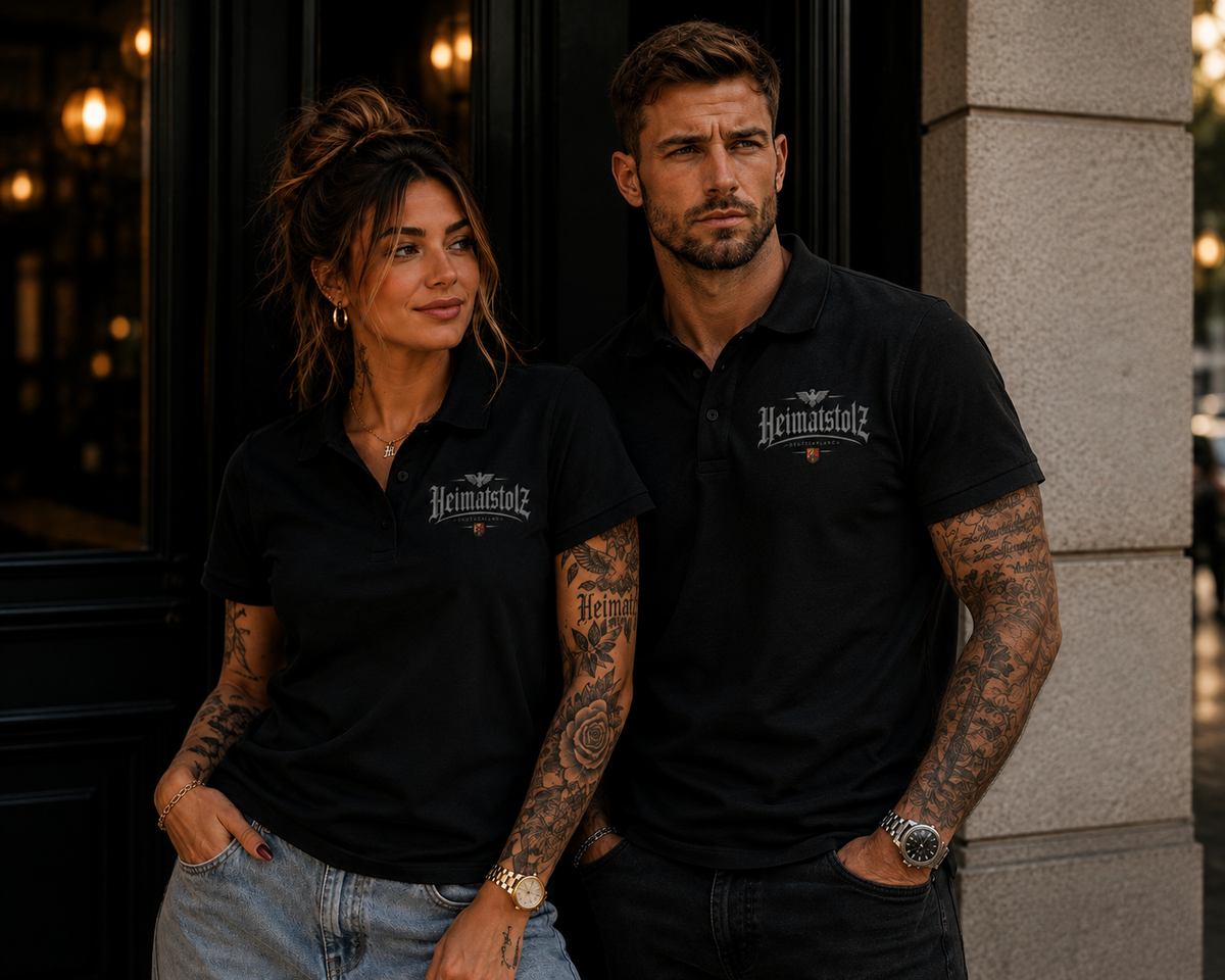 Unisex Poloshirt Heimatstolz Wappen Rheinland Pfalz weiß