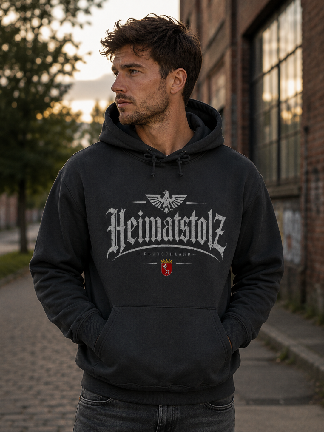 Herren Hoodie Heimatstolz Wappen Bremen weiß