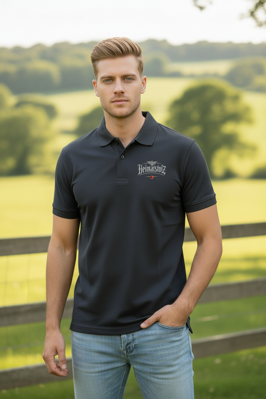 Unisex Poloshirt Heimatstolz Deutschland mit Wappen weiß
