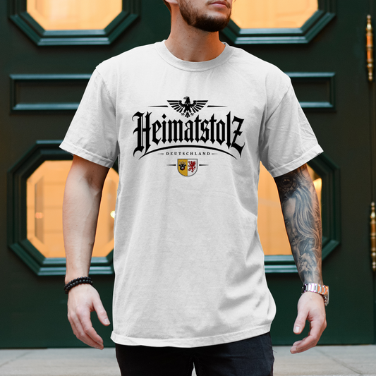 Herren T-Shirt Heimatstolz Wappen Mecklenburg Vorpommern schwarz