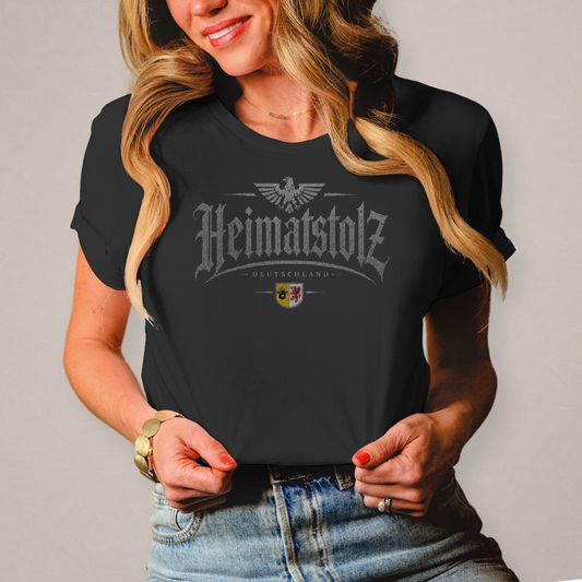 Damen T-Shirt Heimatstolz Wappen Mecklenburg Vorpommern weiß