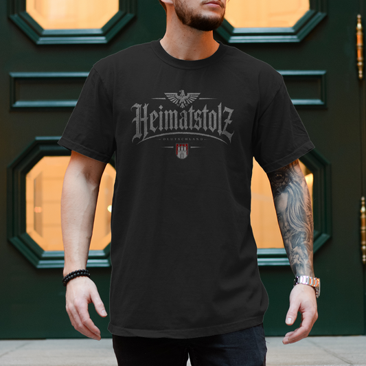 Herren T-Shirt Heimatstolz Wappen Hamburg weiß