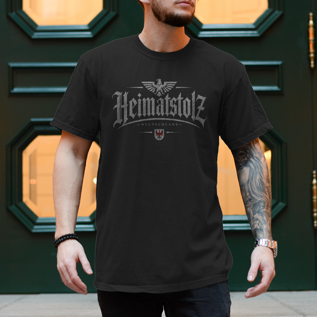 Herren T-Shirt Heimatstolz Wappen Brandenburg weiß
