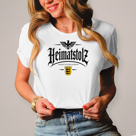 Damen T-Shirt Heimatstolz Wappen Baden Württenberg schwarz