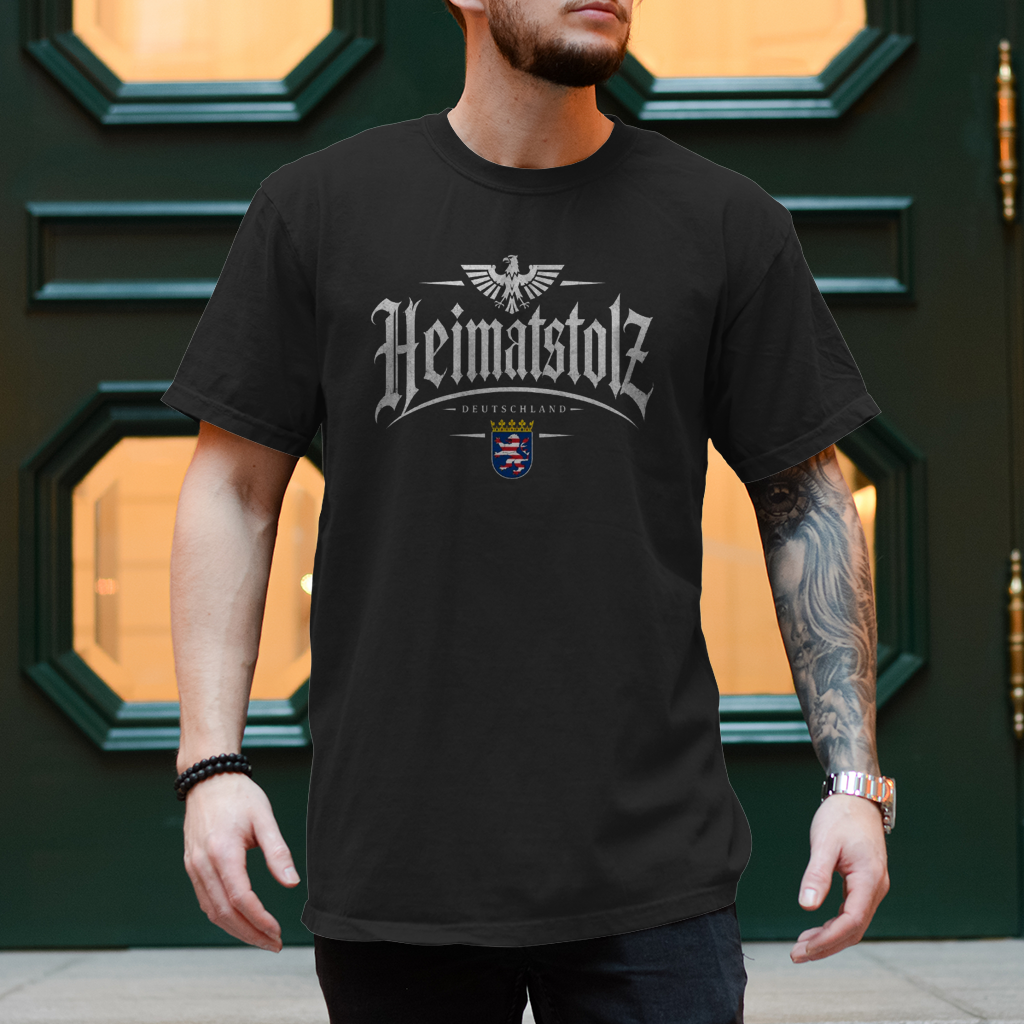 Herren T-Shirt Heimatstolz Hessen weiß