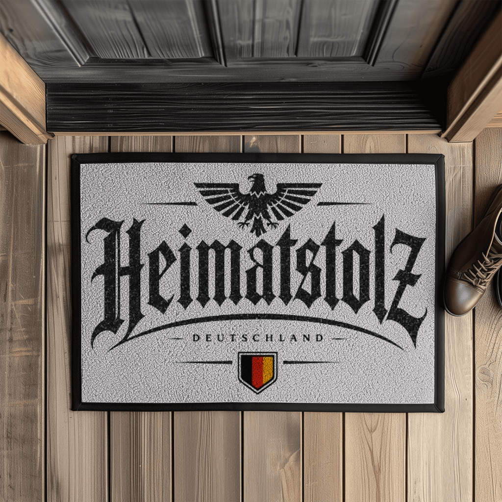 Fußmatte mit Gummirand Heimatstolz Deutschland mit Wappen weiß