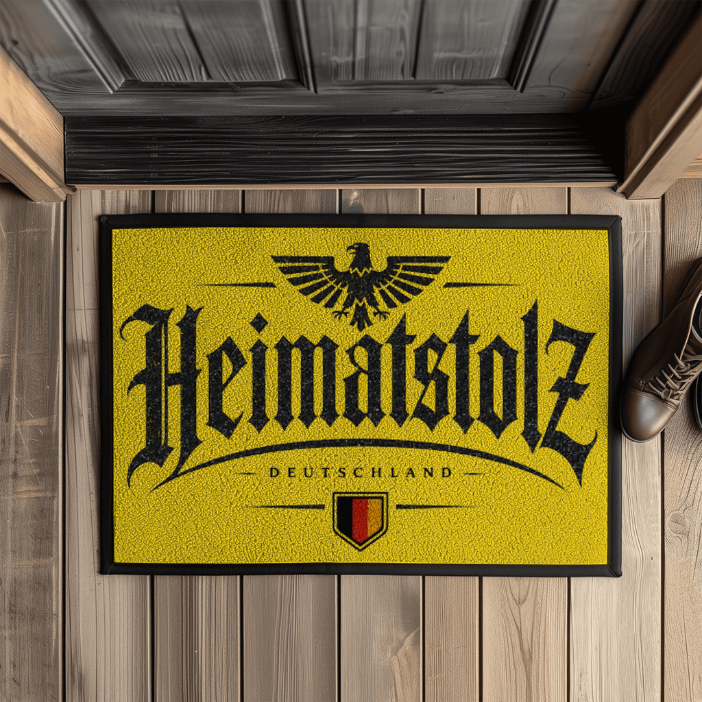 Fußmatte mit Gummirand Heimatstolz Deutschland mit Wappen weiß