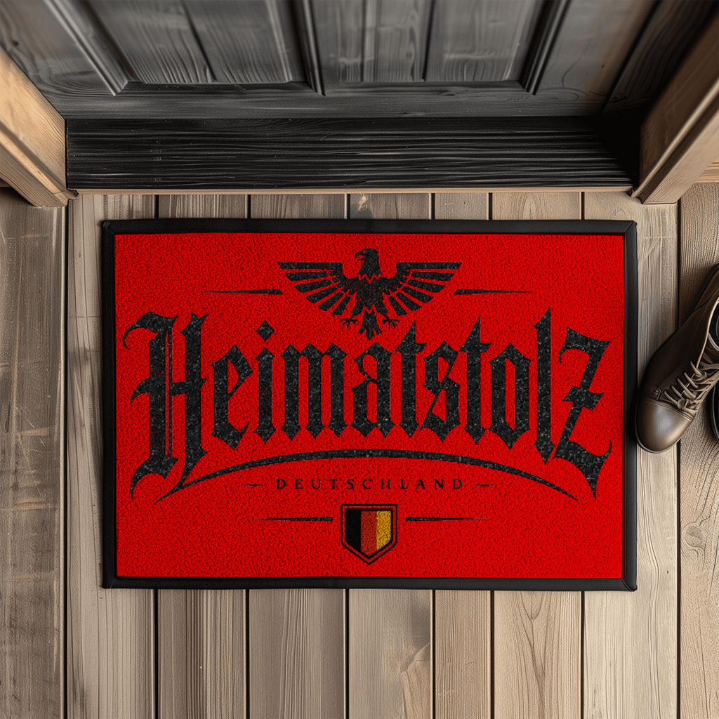 Fußmatte mit Gummirand Heimatstolz Deutschland mit Wappen weiß