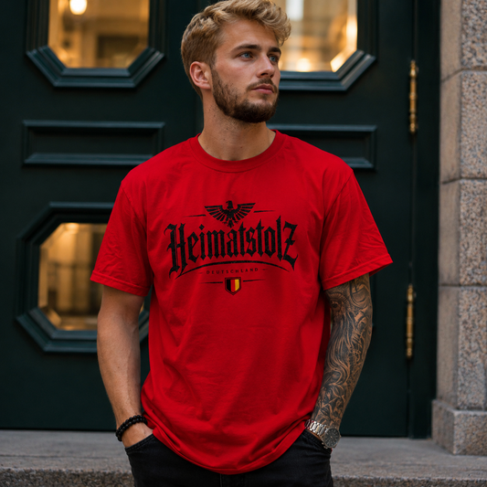 Herren T-Shirt Heimatstolz Deutschland mit Landwappen schwarz