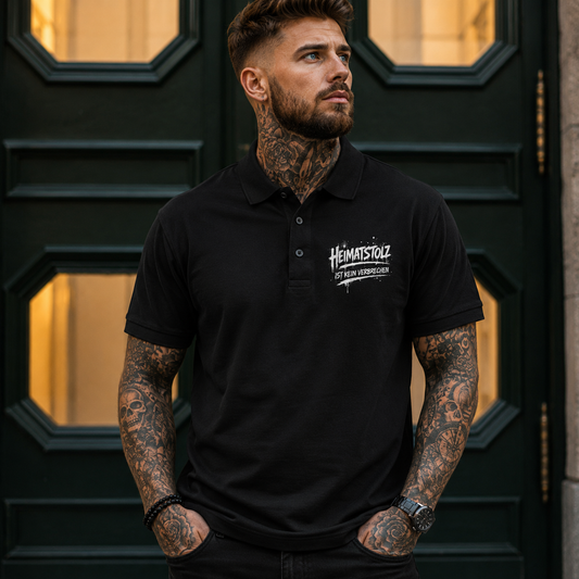 Unisex Poloshirt Graffiti-Kunst Heimatstolz weiß