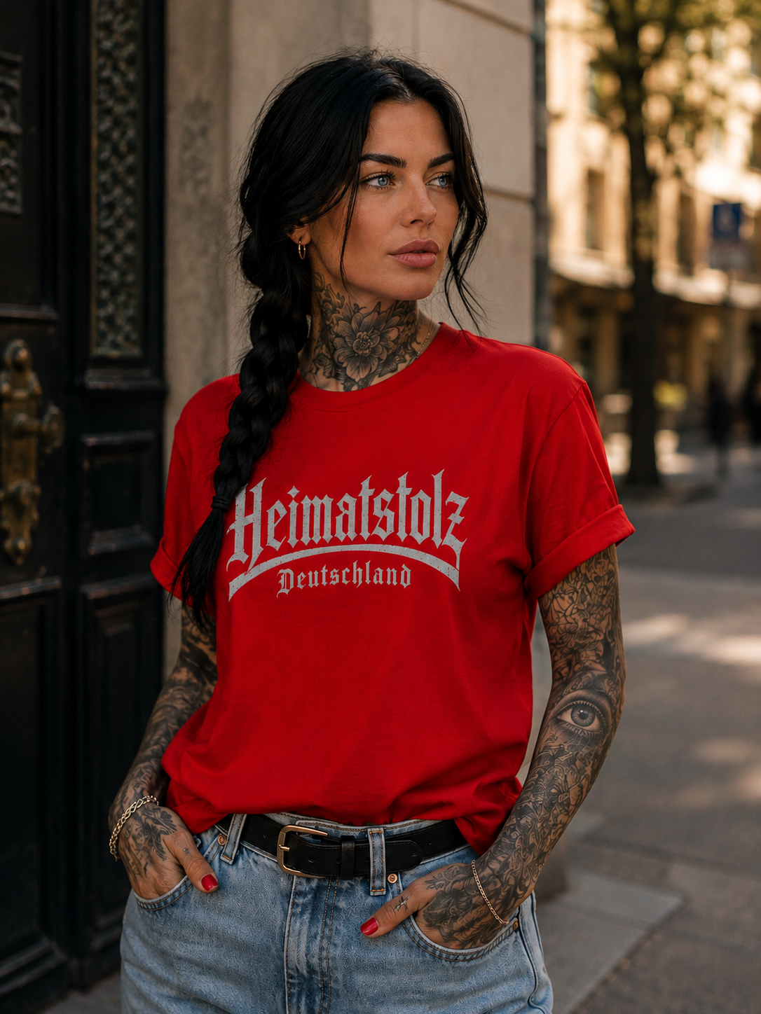Damen T-Shirt Heimatstolz Deutschland weiß