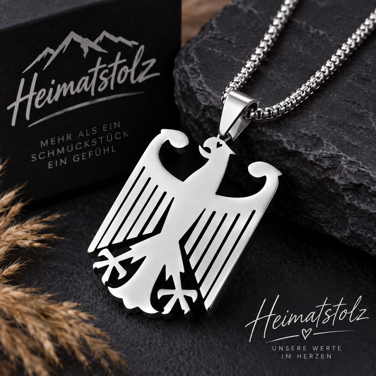 🦅 Heimatstolz Adlerkette – Edelstahl in Gold oder Silber