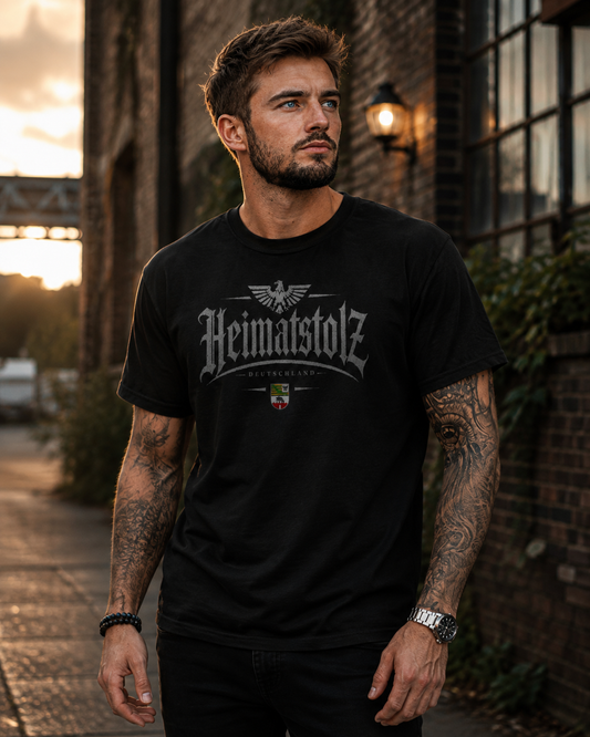 Herren T-Shirt Heimatstolz Wappen Sachsen Anhalt weiß