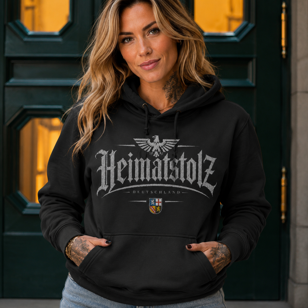Damen Hoodie Heimatstolz Wappen Saarland weiß