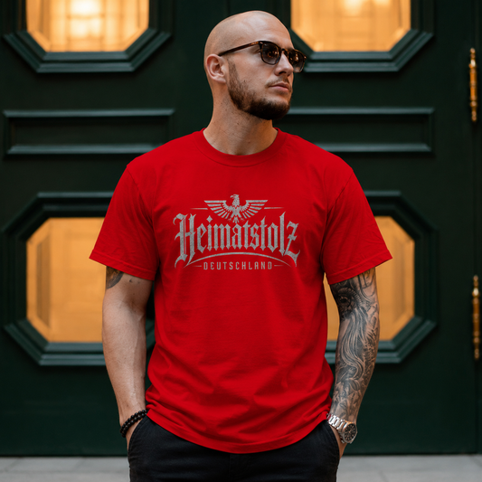 Herren T-Shirt Heimatstolz Deutschland Adler oben weiß