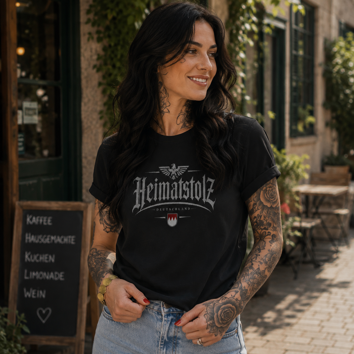 Damen T-Shirt Heimatstolz Franken weiß