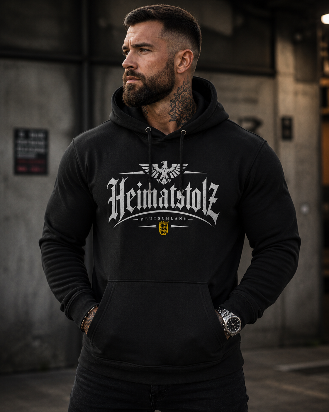Herren Hoodie Heimatstolz Wappen Baden Württenberg weiß
