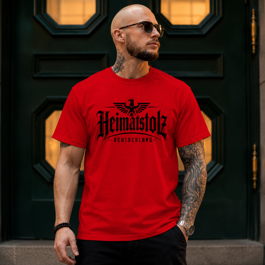 Herren T-Shirt Heimatstolz Deutschland Adler oben schwarz