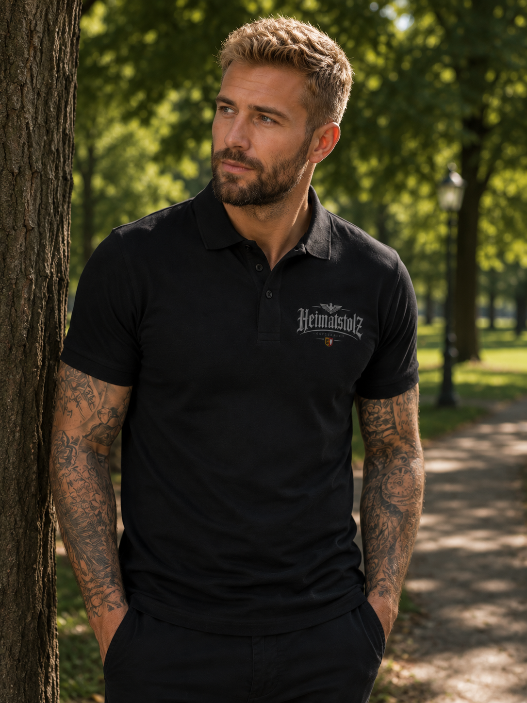 Unisex Poloshirt Heimatstolz Wappen Schleswig Holstein weiß