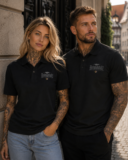 Unisex Poloshirt Heimatstolz Wappen Mecklenburg Vorpommern weiß