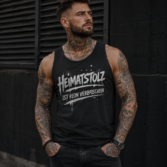 Herren Basic Tank Top Graffiti-Kunst Heimatstolz weiß