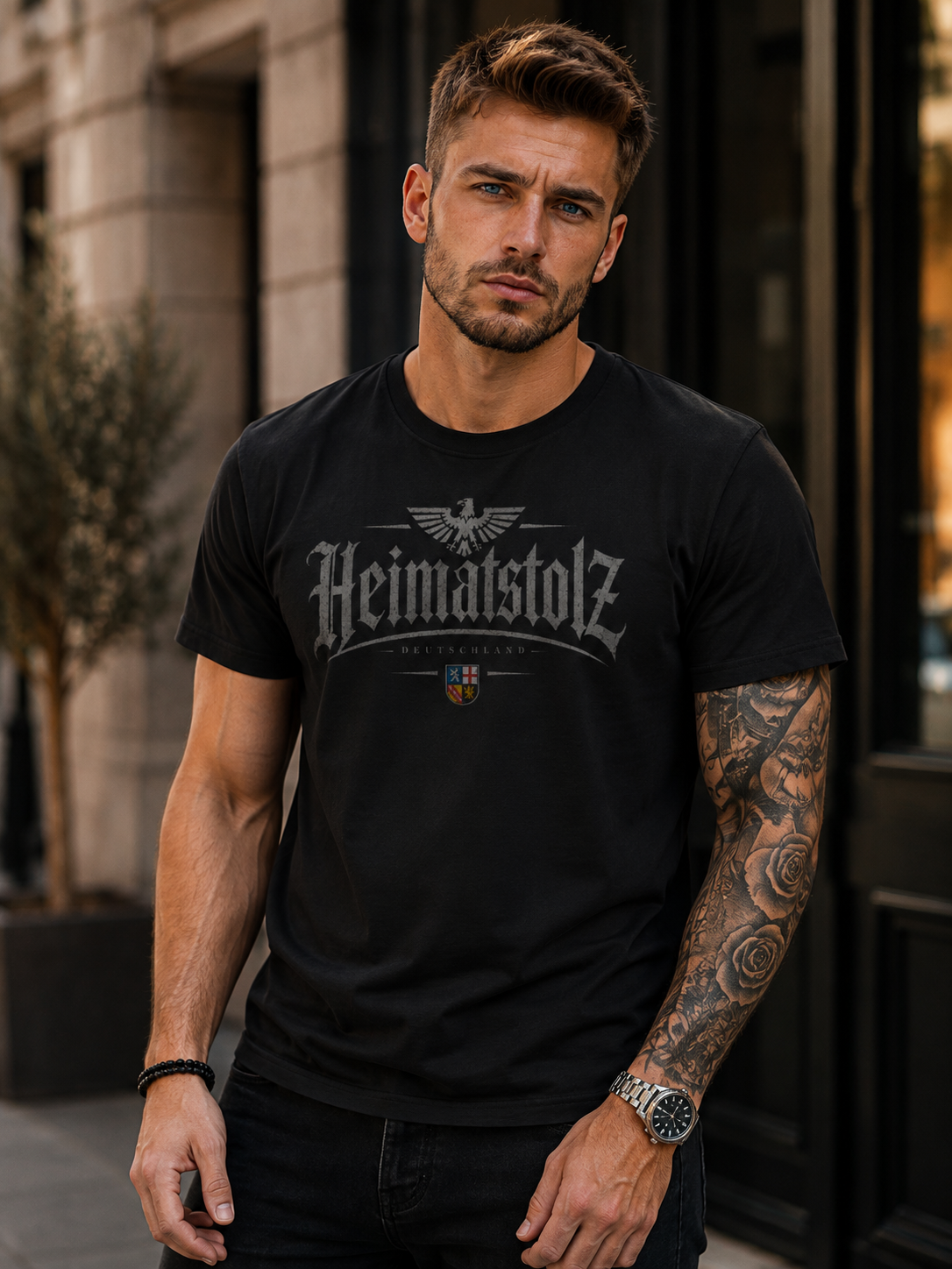Herren T-Shirt Heimatstolz Wappen Saarland weiß