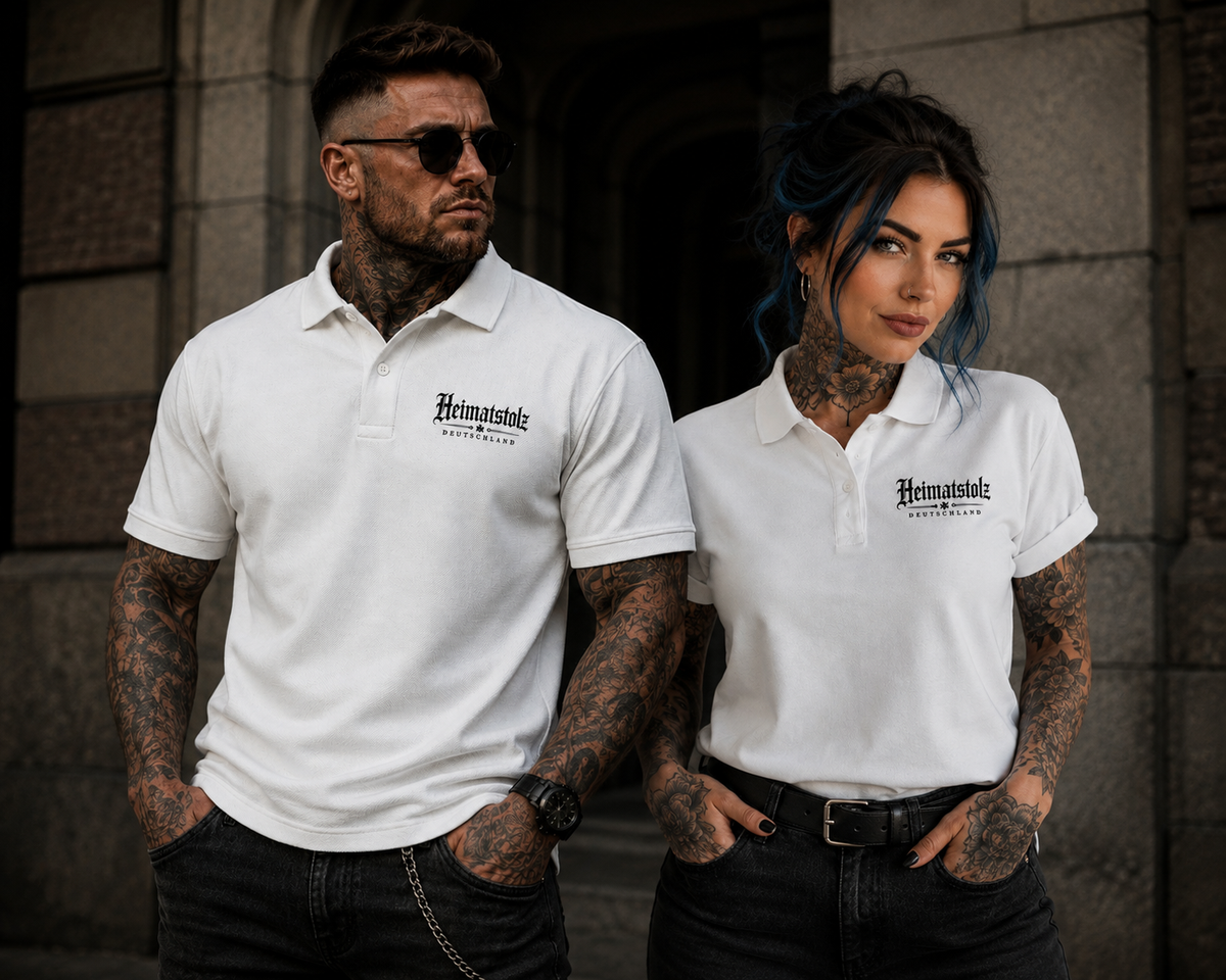 Unisex Poloshirt Heimatstolz mit deutscher Symbolik schwarz