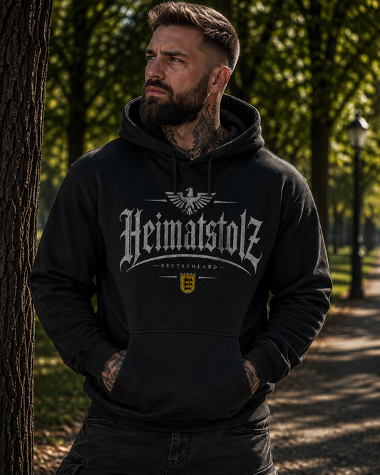 Herren Hoodie Heimatstolz Wappen Baden Württenberg weiß