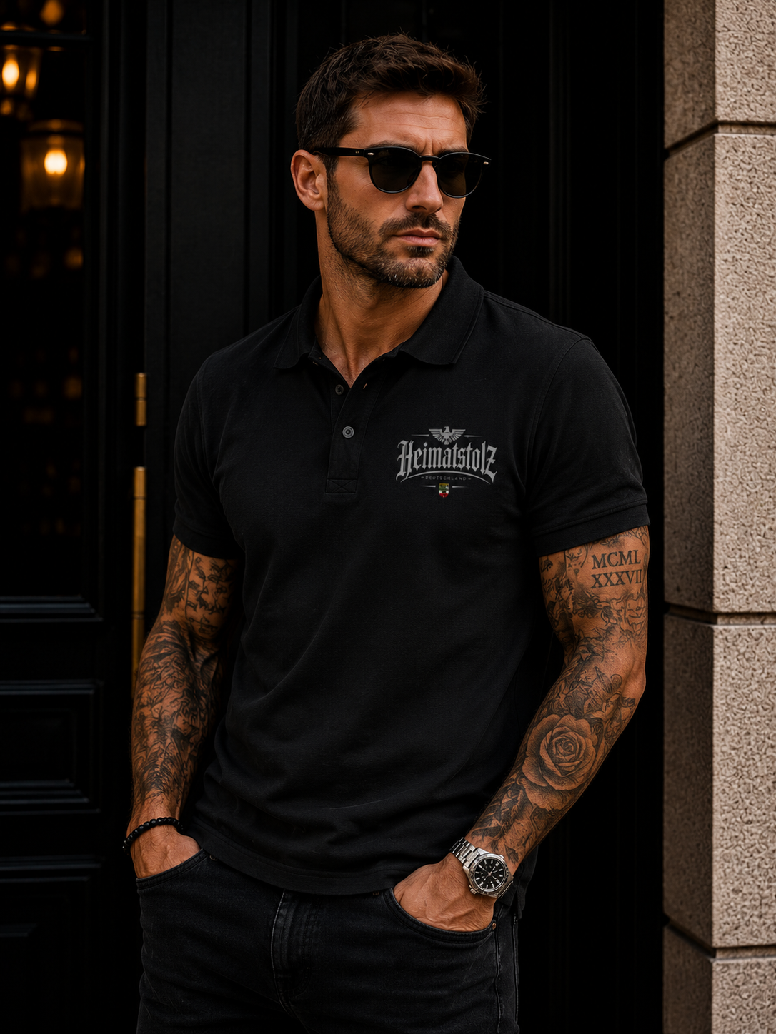Unisex Poloshirt Heimatstolz Wappen Sachsen Anhalt weiß